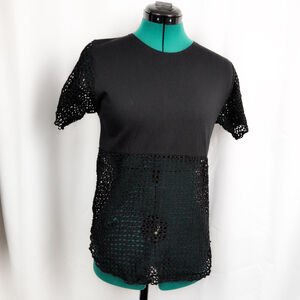 Vintage USA made Busy Body USA Made Partial Mesh Black Top Small